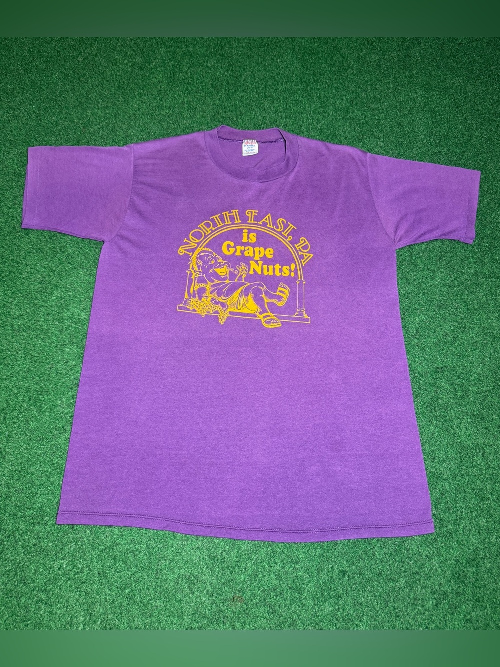 Northeast Is Grape Nuts Pennsylvania Vineyard 70s 80s Vintage M/L 20x28 T Shirt